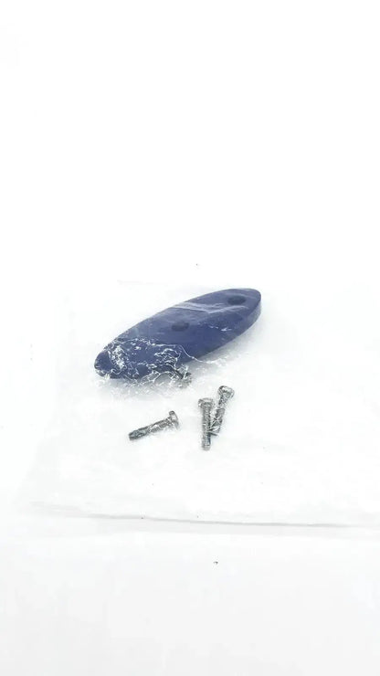 Oval magnetic base with 4 screw featuring deep blue lapis lazuli pendant with polished surface and two attachment holes