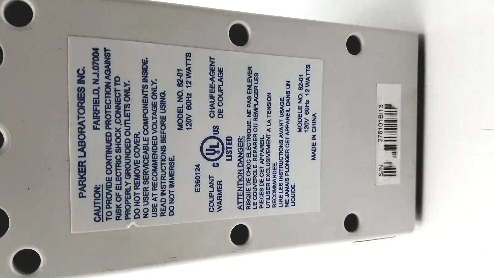 Parker 82-01 Thermasonic Ultrasound Gel Warmer Single Bottle 120V