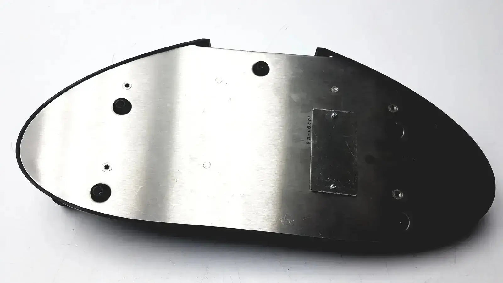 Black and silver metallic scooter deck of parker vision jsc-2100 shot director controller with sleek oval design