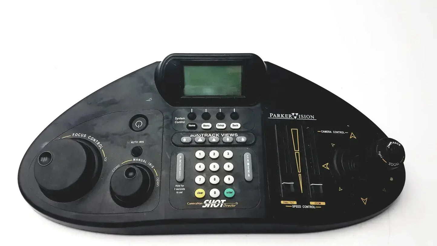 Black parker vision jsc-2100 shot director controller with digital display knobs buttons for professional camera man shot control