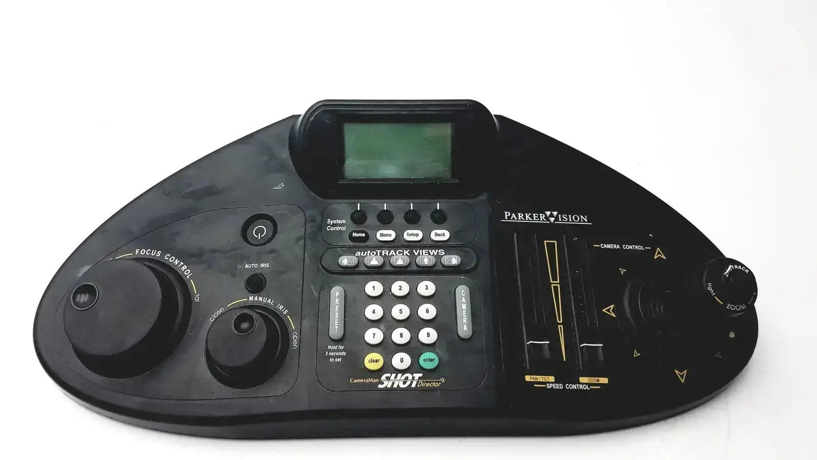 Black parker vision jsc-2100 shot director controller with digital display knobs buttons for professional camera man shot control