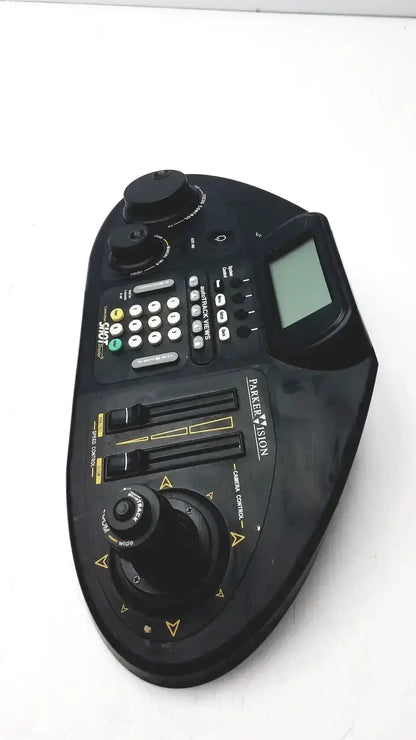 Black parker vision jsc-2100 camera man shot director controller with small screen and multiple knobs and buttons