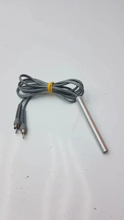 Gray coiled pencil doppler probe with yellow tie and rca connectors by parks medical electronics 8.1 mhz