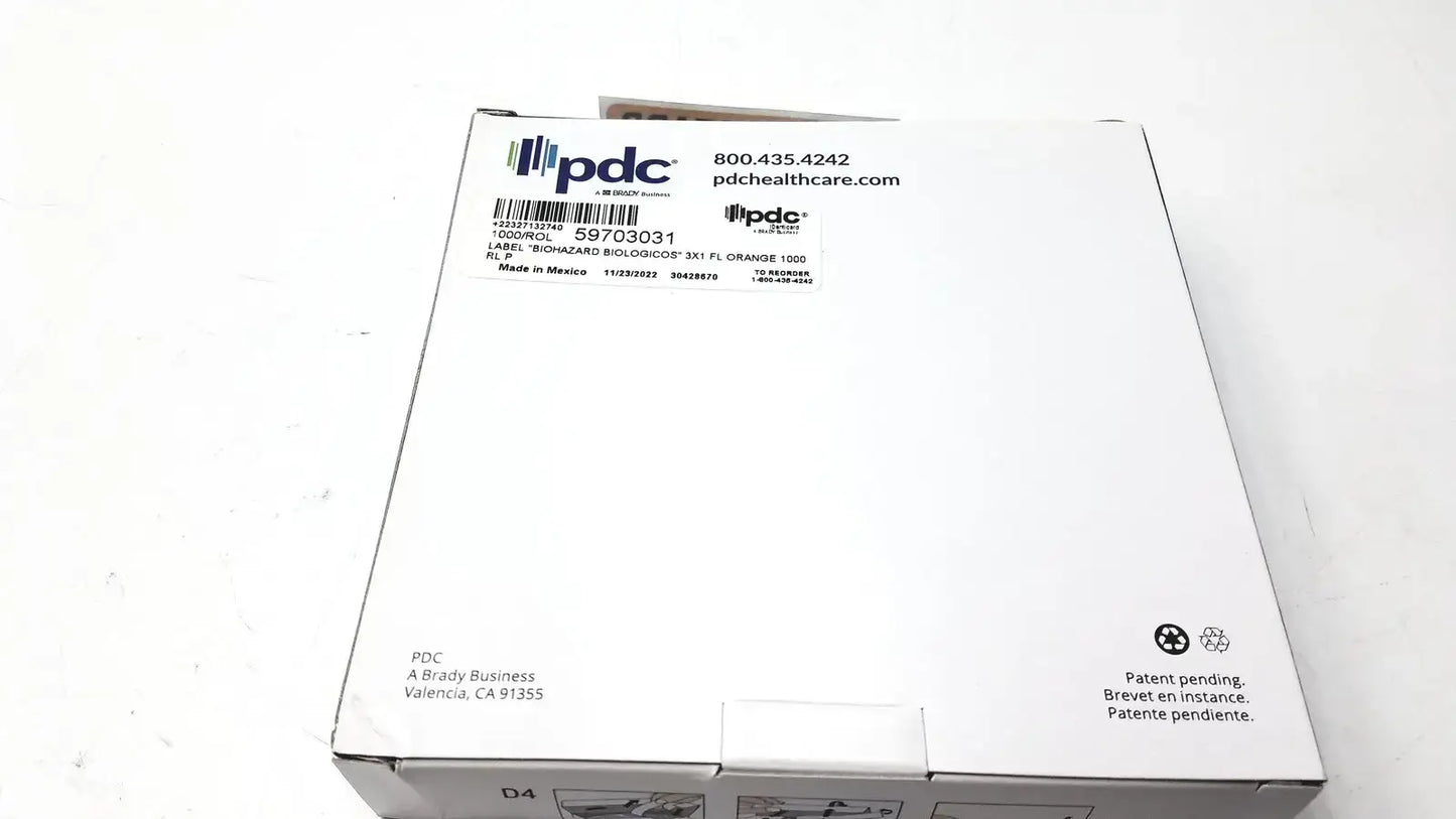 PDC 59703031 Label Biohazard Biologicos Hazard Identity 3 x 1 FL Orange 1000 - Labels