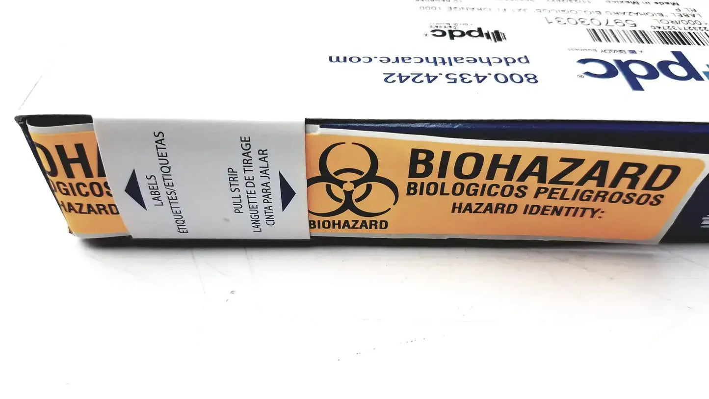 PDC 59703031 Label Biohazard Biologicos Hazard Identity 3 x 1 FL Orange 1000 - Labels