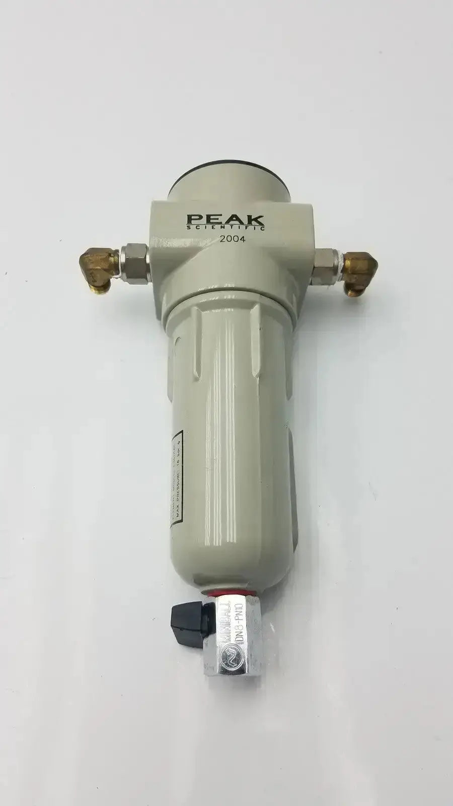 Peak scientific a20rac e361rac gray peak scientific 2004 air filter with brass fittings and black control knob