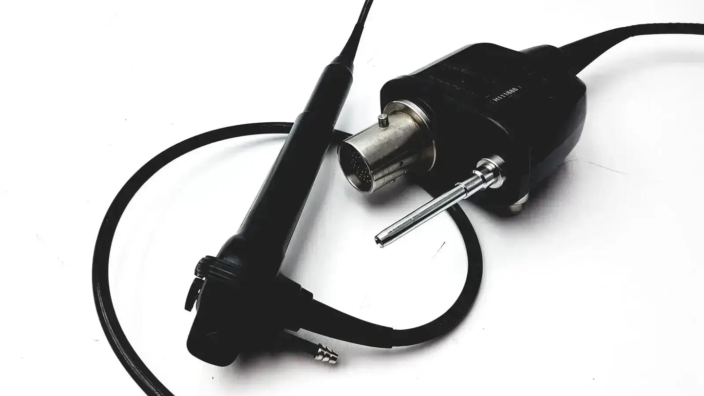 Black Pentax EB 1570K bronchoscope endoscopy endoscope with flexible probe and rectangular control unit with metallic connectors