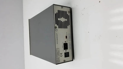 Gray metal electrophoresis power supply with ventilation slits and labeled ports pharmacia biotech eps 600 back view