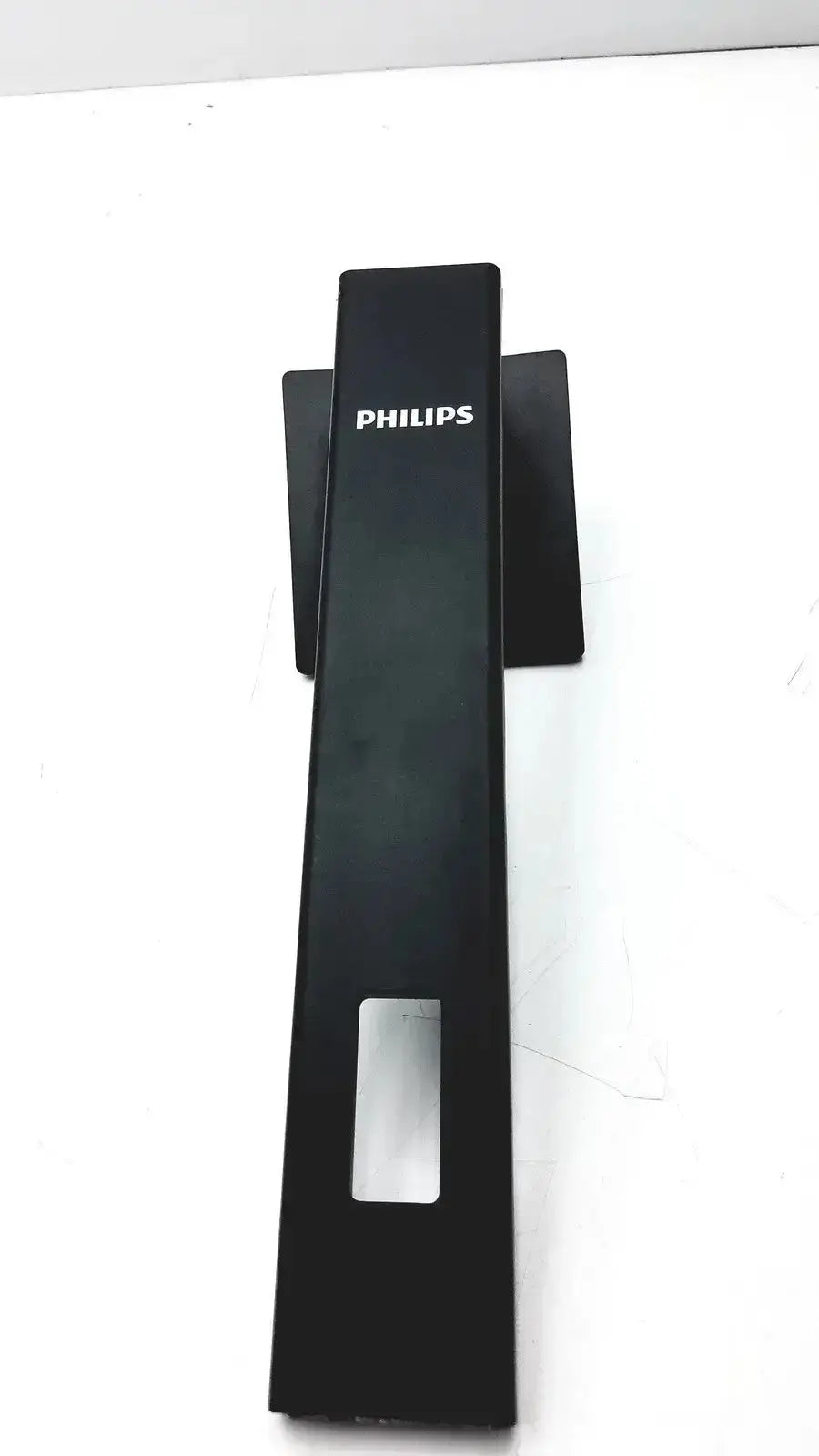 Black philips 037g12060f1a0300rc monitor stand with sleek rectangular design and central cutout for adjustable use
