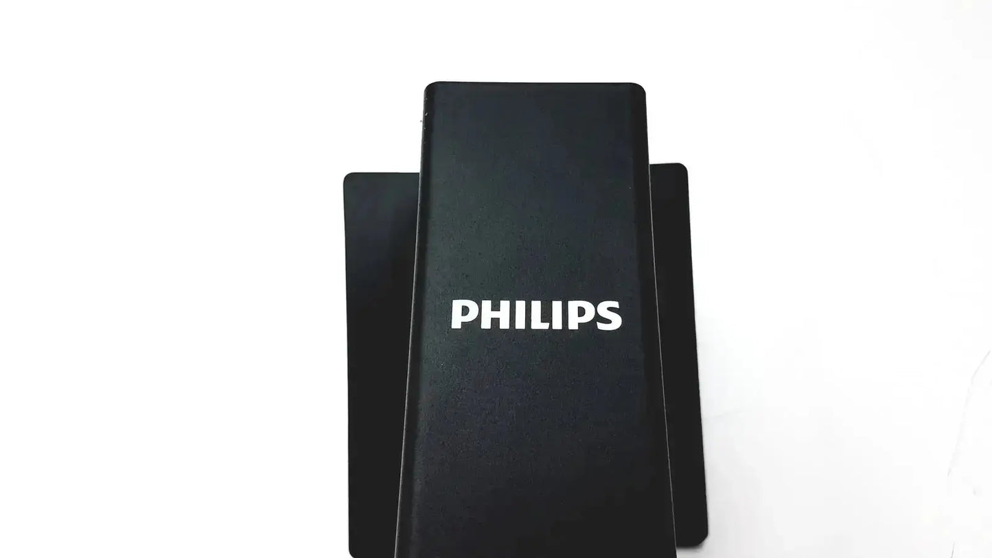 Black Philips 037G12060F1A0300RC monitor stand with a matte finish and adjustable height for ergonomic use