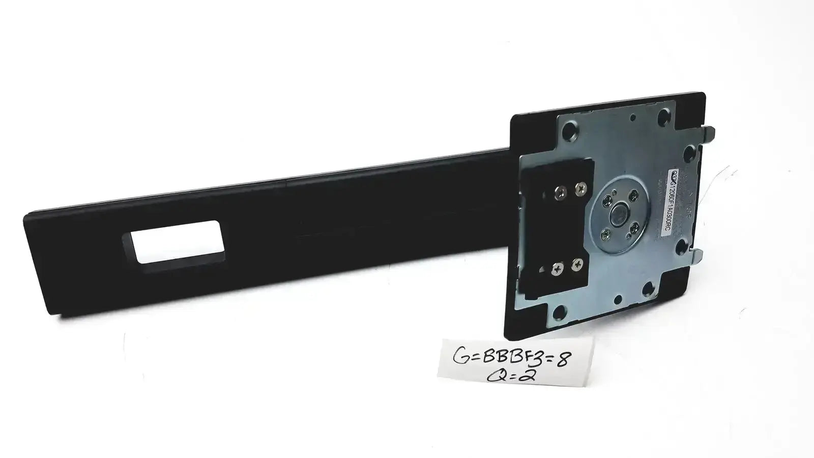 Black plastic and metal philips 037g12060f1a0300rc monitor stand with rectangular base and silver circular mounting plate