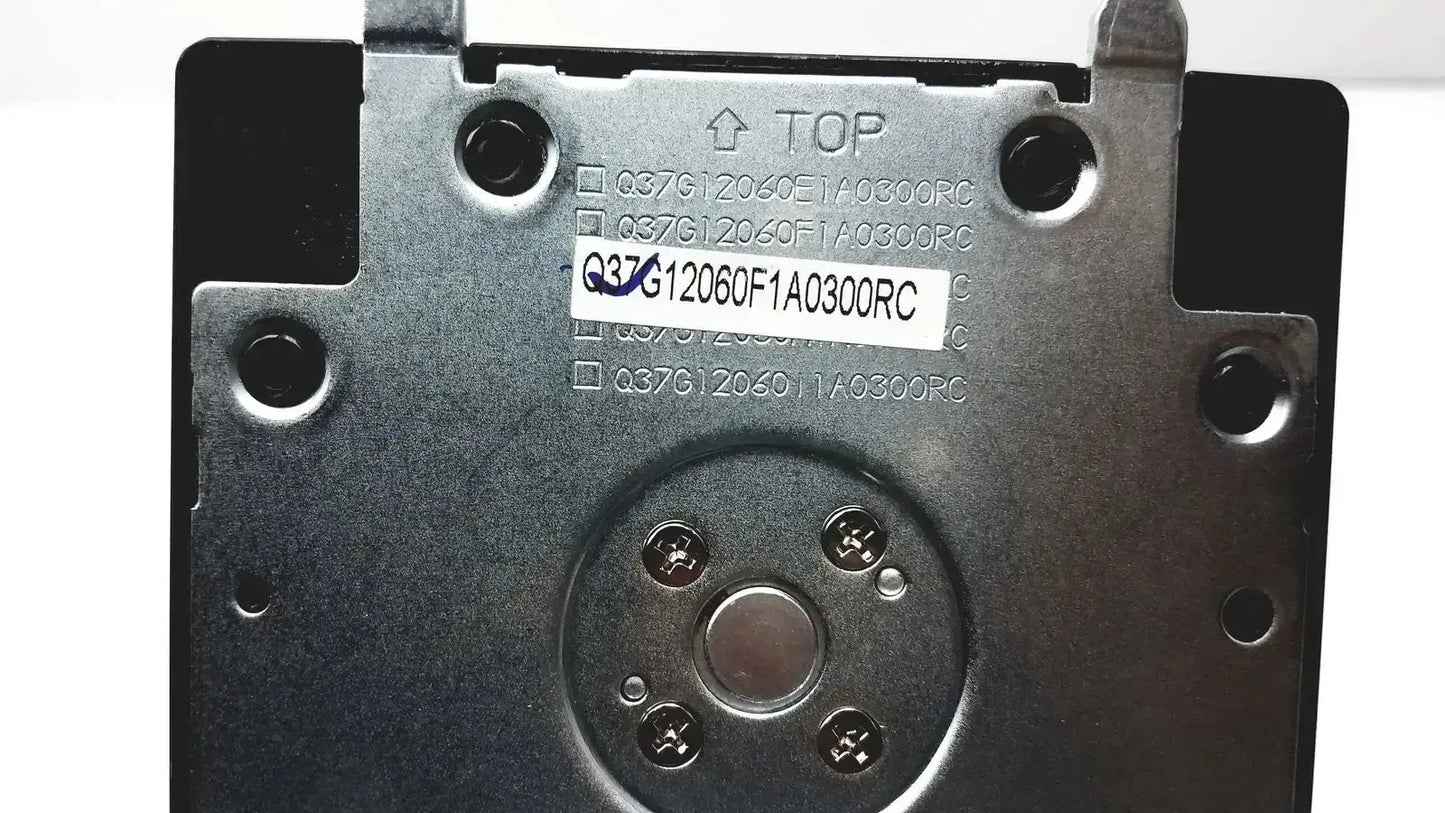 Black metal hard drive casing with silver label and circular screws on the back of philips 037g12060f1a0300rc monitor stand
