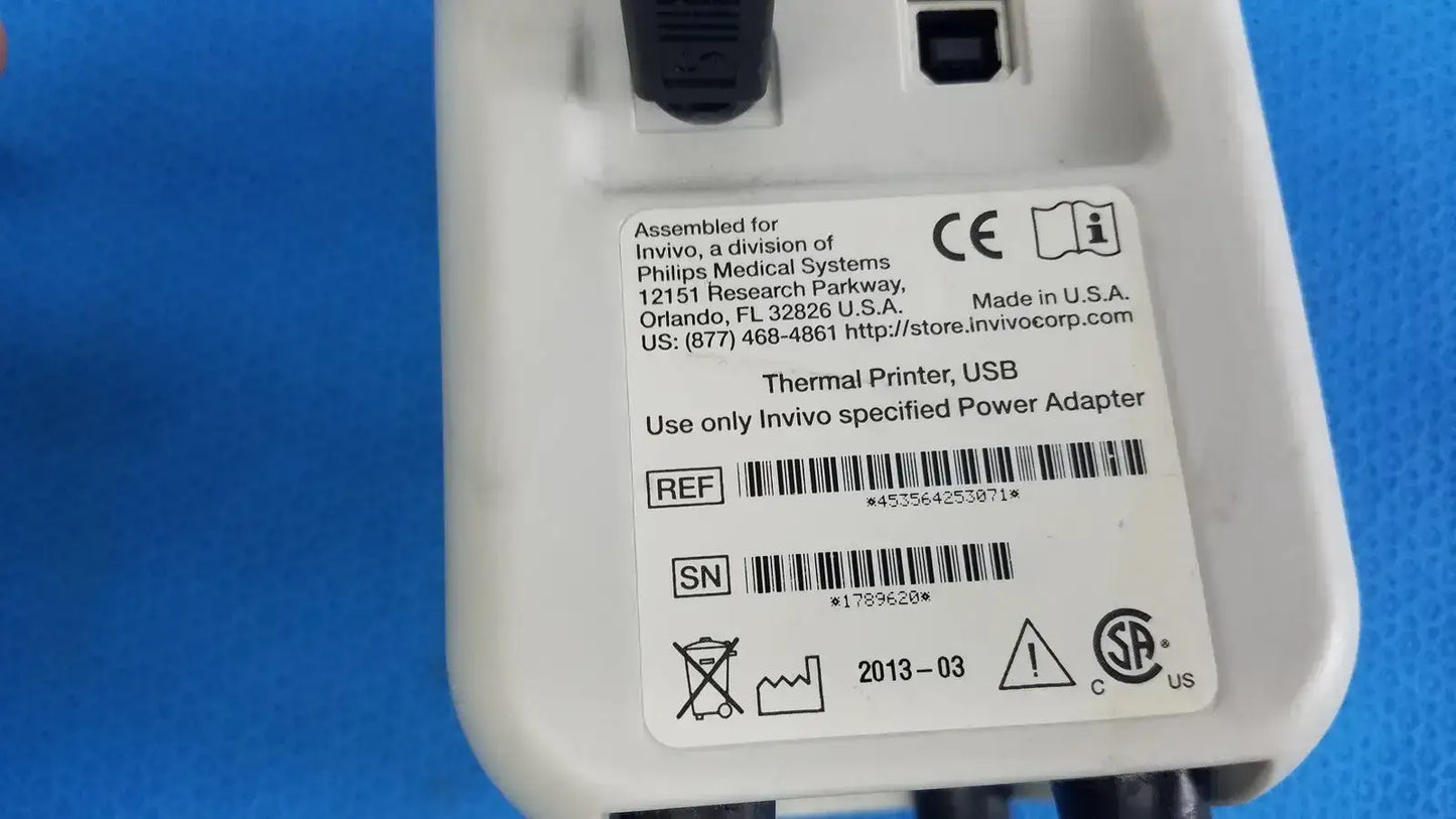 Philips 453564253071 Invivo USB Thermal Printer w/ Power Adapter & Output Cable