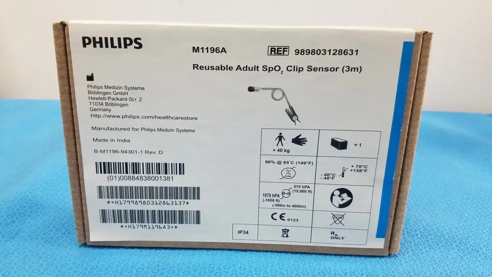 Philips Adult Spo2 Clip Sensor 3m - M1196A - SpO2