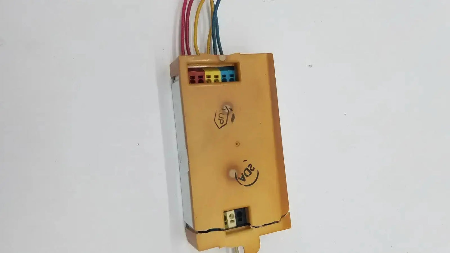 Beige plastic electrical control box with labeled terminals and colored wiring for philips advance smartmate icf-2s42-m1-ld