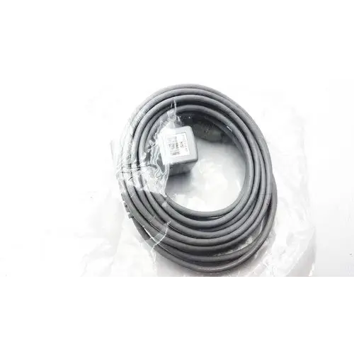 Gray coiled cable with a small rectangular connector at one end, wrapped in clear plastic packaging