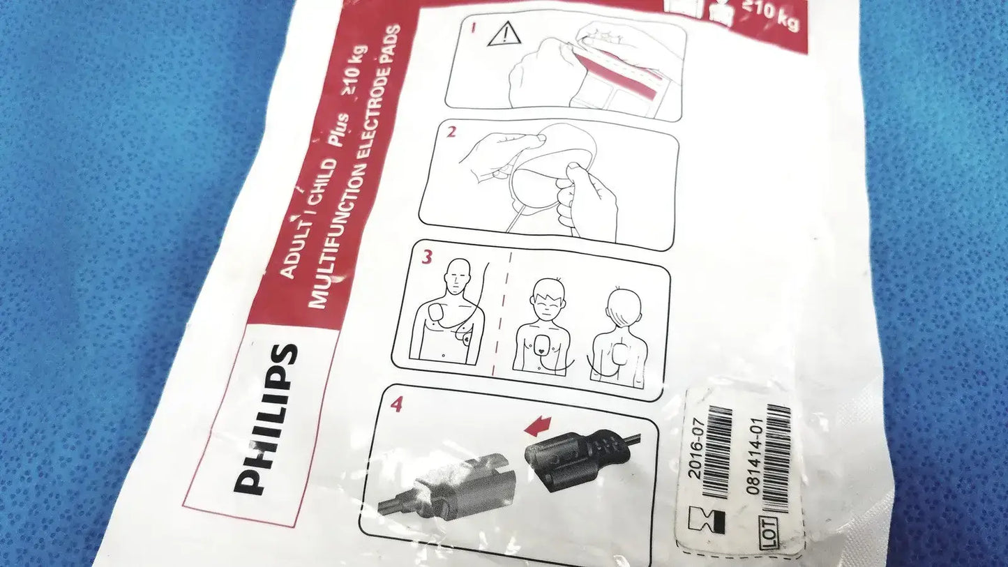 Philips Electrode Pads Adult/child plus ≥10 y Instructional Use /Check EXP Date