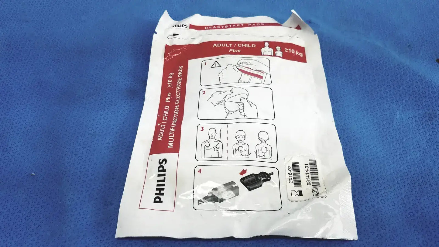 Philips Electrode Pads Adult/child plus ≥10 y Instructional Use /Check EXP Date