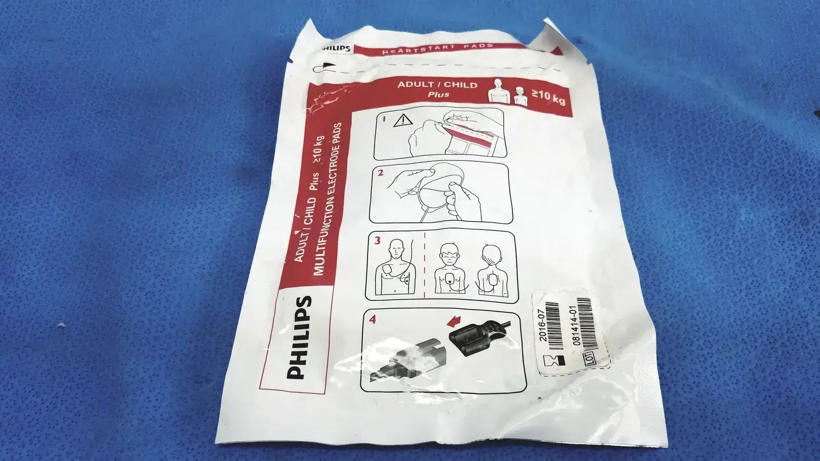 Philips Electrode Pads Adult/child plus ≥10 y Instructional Use /Check EXP Date