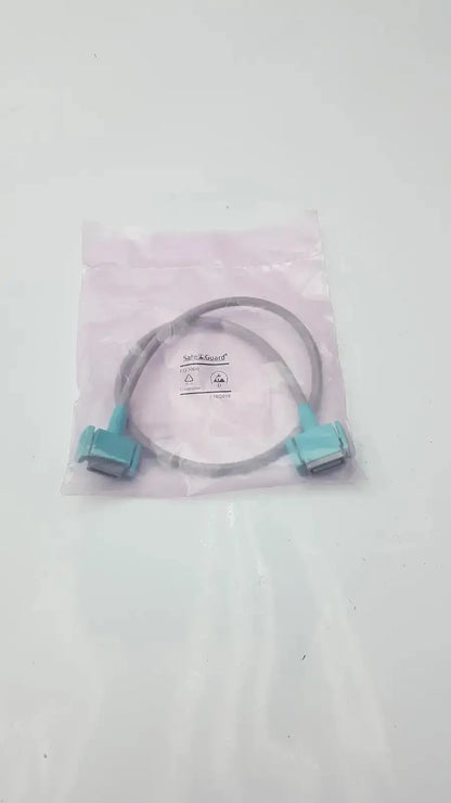 Philip intellivue m3081-61626 interface cable in light blue and gray with two connectors packaged in clear plastic bag