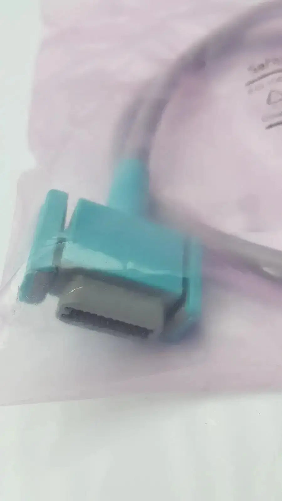 Teal industrial interface cable with gray metallic plug for Philips Intellivue M3081-61626 medical devices