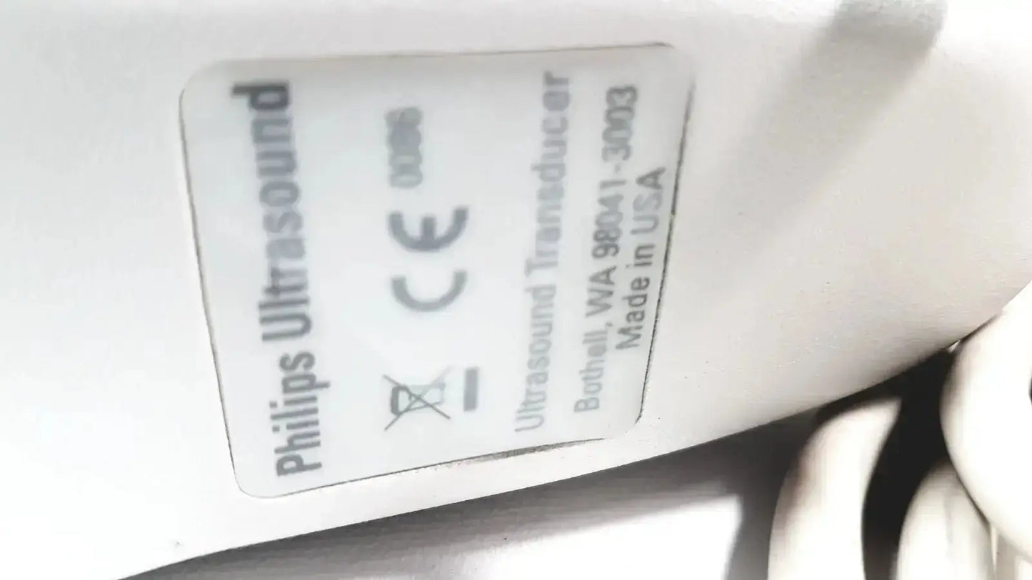 White Philips L15-7io linear array ultrasound transducer probe model 90041-3003 made in the USA for iU22 systems