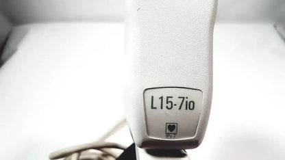 Gray plastic philips l15-7io linear array ultrasound transducer probe with ipx7 rating for iU22 system back side