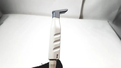 White and gray plastic-handled philips l15-7io linear array ultrasound transducer probe with ergonomic design