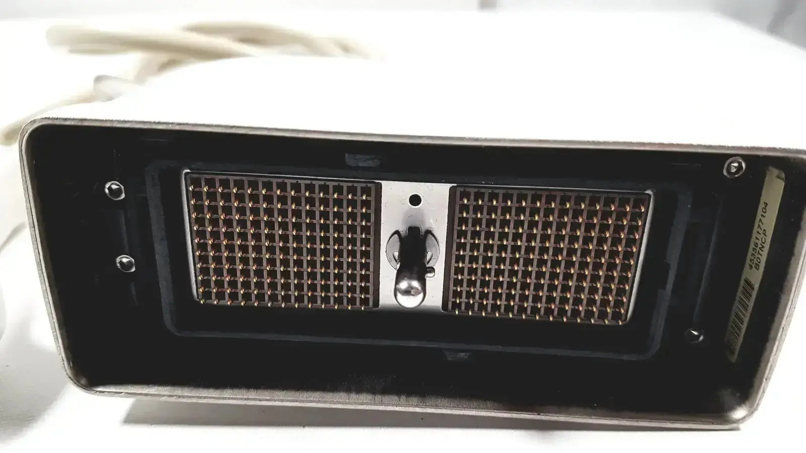 Black philips l9-3 linear array ultrasound transducer probe with metallic grilles and barcode label on the side
