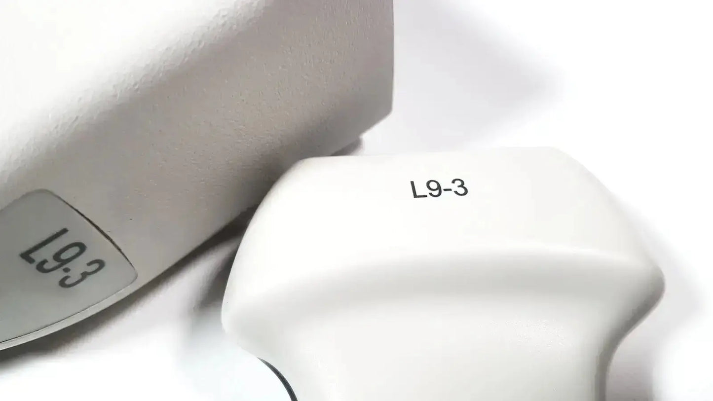 White plastic Philips L9-3 linear array ultrasound transducer probe handle with l9-3 printed for iU22 model
