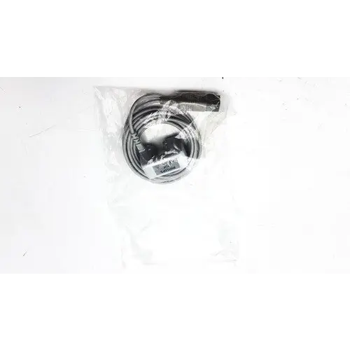 Black coiled usb cable in clear plastic packaging.