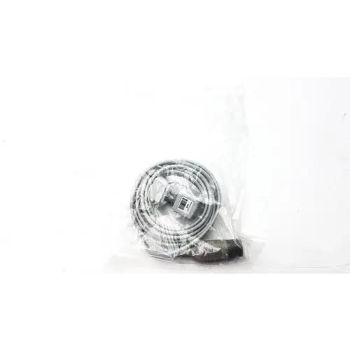 Coiled silver-colored metal cable with a black connector and digital display, packaged in clear plastic.