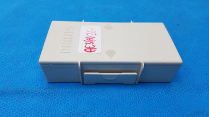 Beige philips m3538a heartstart plastic box with sliding drawer and embossed logo for medical equipment storage