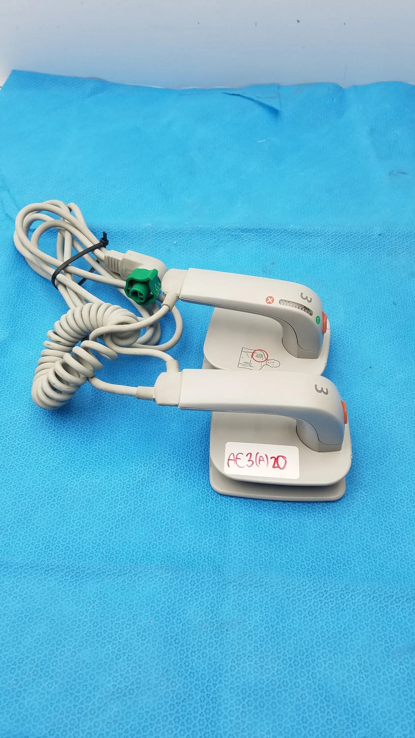 Philips m3543a water resistant gray electric iron with coiled cord green power plug and dual handles for medical equipment use