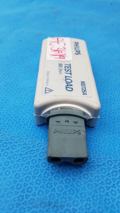Philips m3725a test load with white plastic housing and gray connector for medical equipment 50 ohm use case