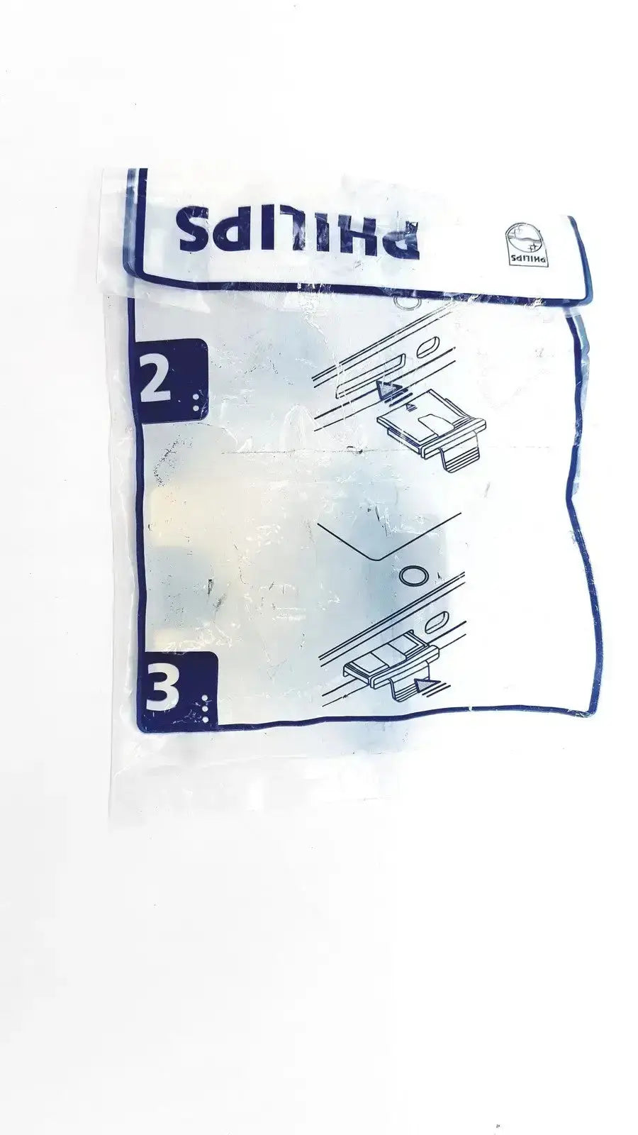 Philips m3854a data instruction sheet in blue ink on translucent plastic showing step-by-step diagrams for m3854a data card