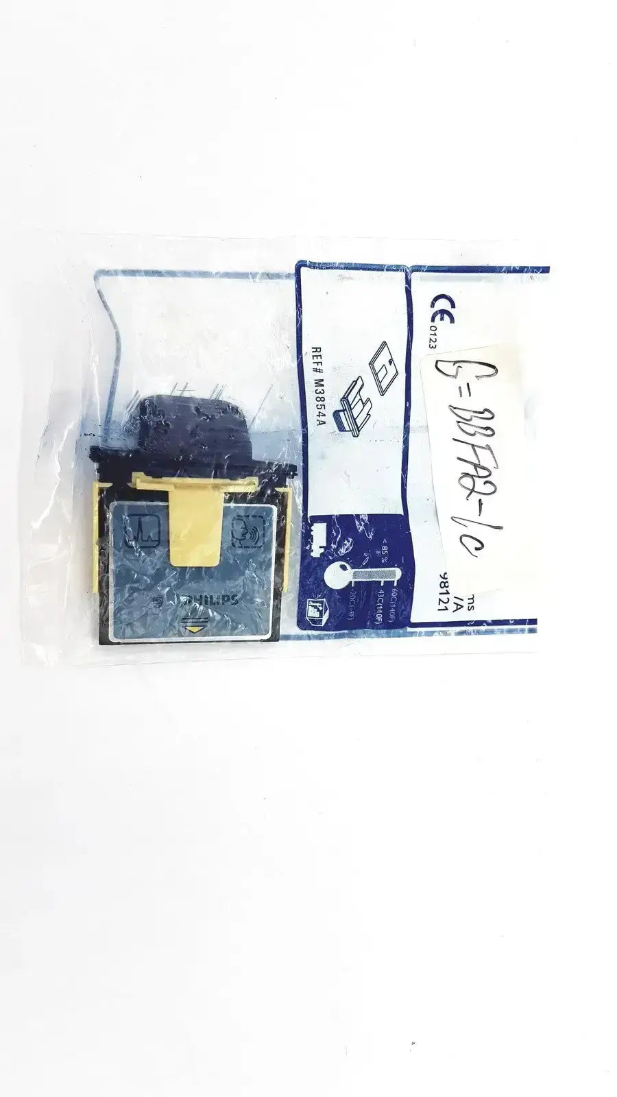 Philips m3854a data card and tray in black and yellow electronic component inside clear plastic packaging