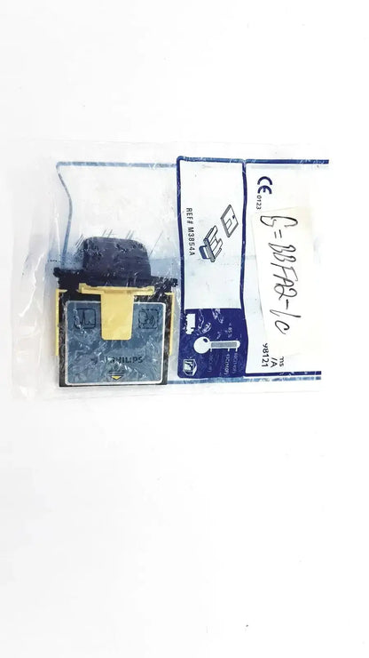 Philips m3854a data card and tray in black and yellow electronic component inside clear plastic packaging