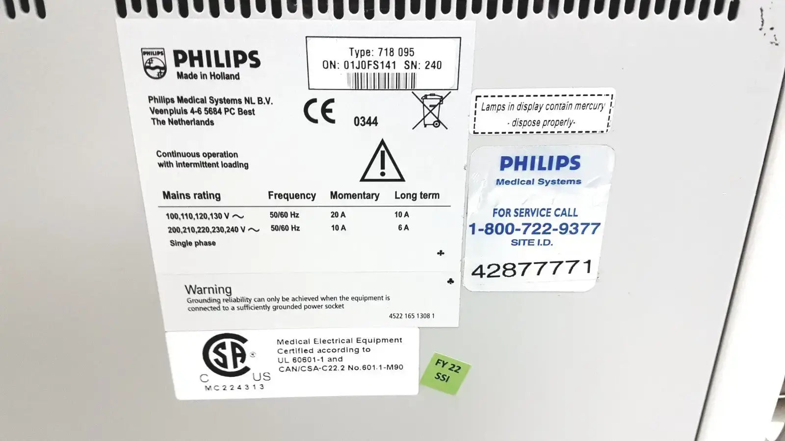 Philips Medical Systems Type 718 095 – Electrical Equipment