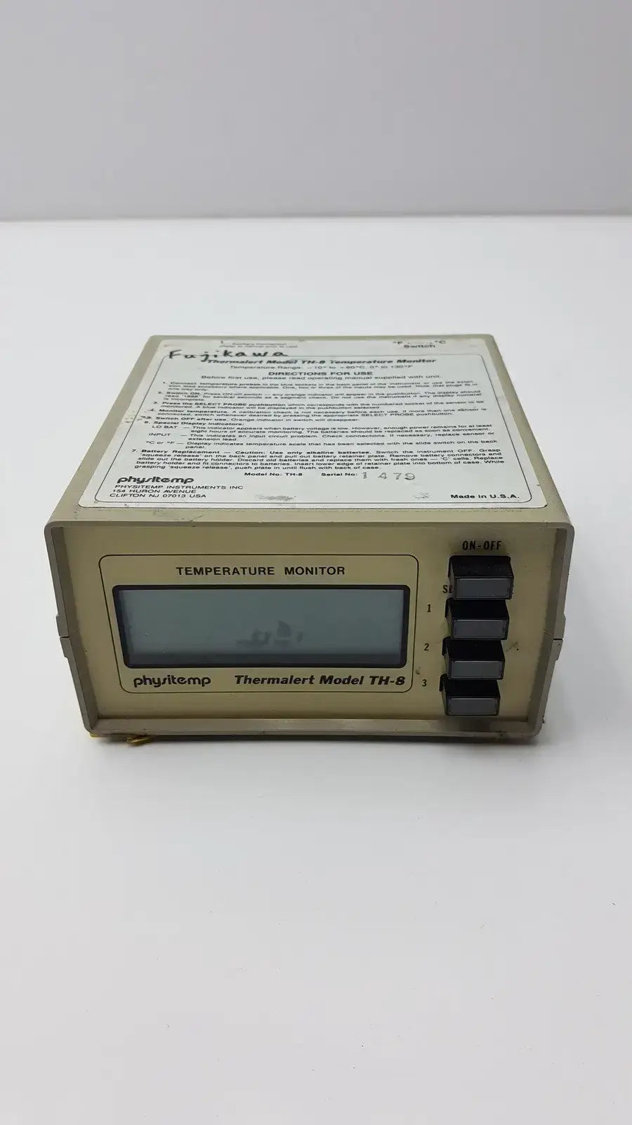 Physitemp Temperature Monitor Thermalert Model TH-8