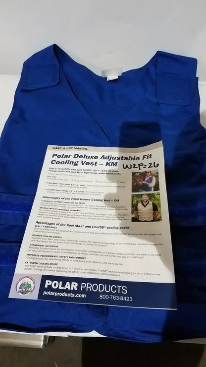 POLAR Adjustable Zipper Cooling Vest with (5-12) Kool Max® Packs 4.5’’ x 6’’