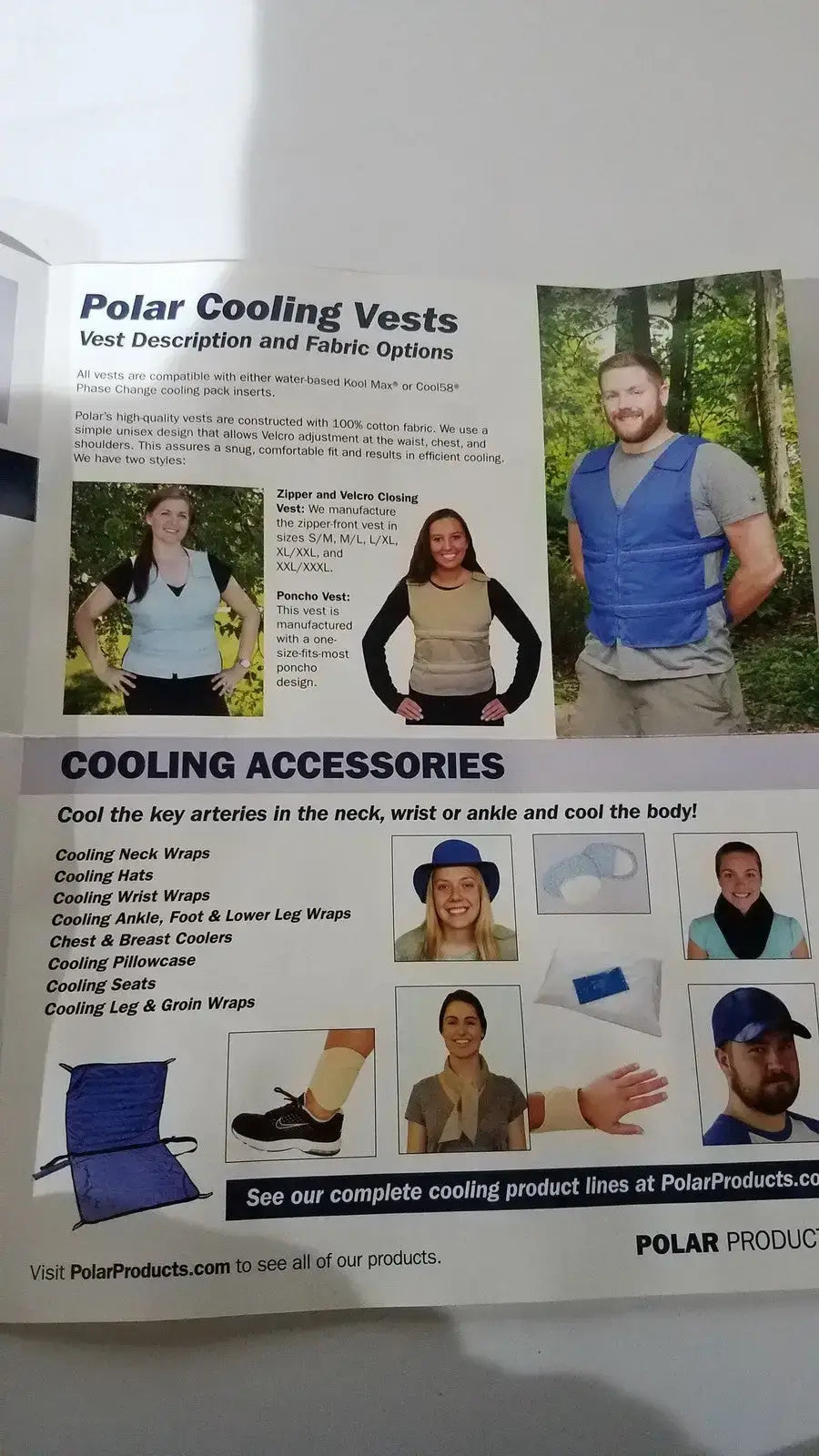 POLAR Adjustable Zipper Cooling Vest with (5-12) Kool Max® Packs 4.5’’ x 6’’