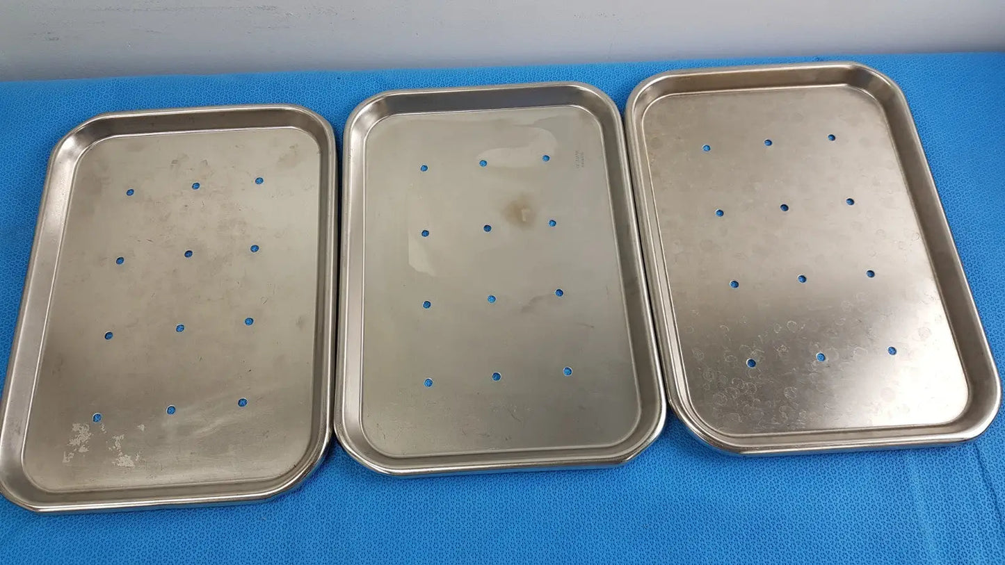Polar Ware 13F Stainless Steel Perforated Instrument Tray — Lot of 3