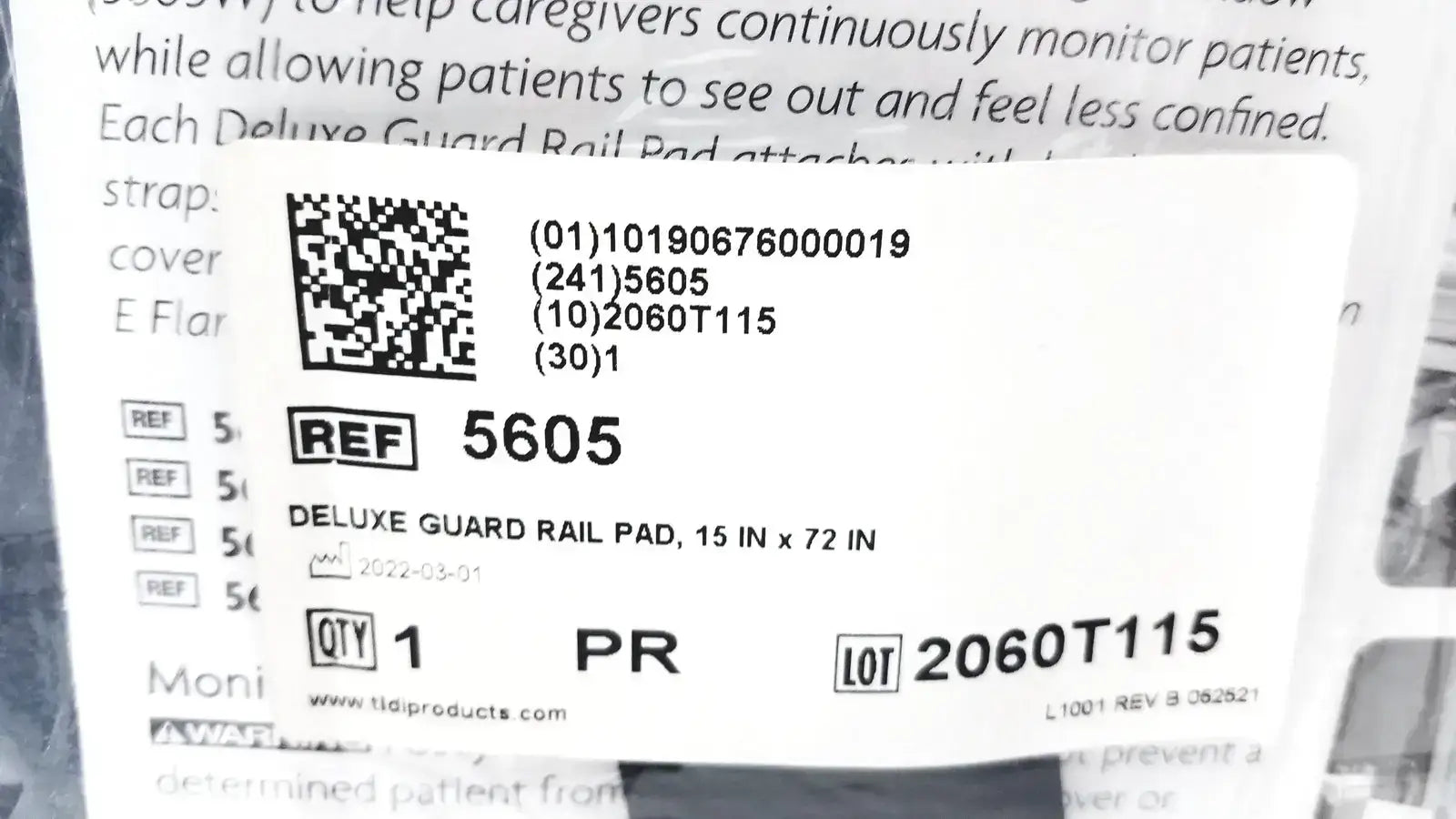 Posey Bed Safety 5605 Deluxe Guardrail Pad 15 in x 72