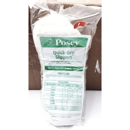 Posey Quick Dry Slippers Non Slip Rubber Soles White Size L - Lot of 50 - Patient Safety