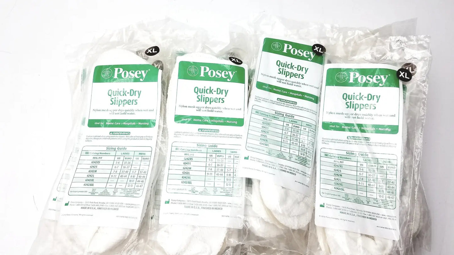 Posey Quick Dry Slippers Non Slip Rubber Soles White Size XL - Lot of 32
