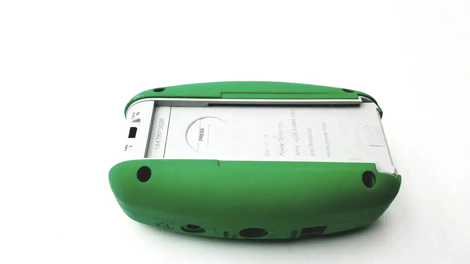 Green rubberized protective case for a white blackberry smartphone in posey sitter elite with nurse call connection