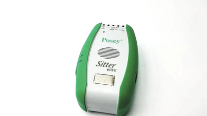 Green and white posey sitter elite baby monitor with speaker grille button panel and rectangular display for nurse call connection