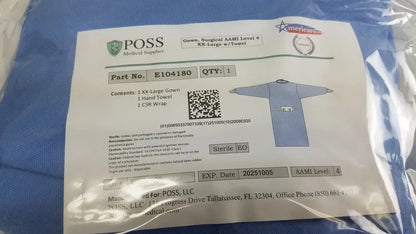 Poss Medical Supplies E104180 AAMI Level 4 Surgical Gown XX-Large - Lot of 2