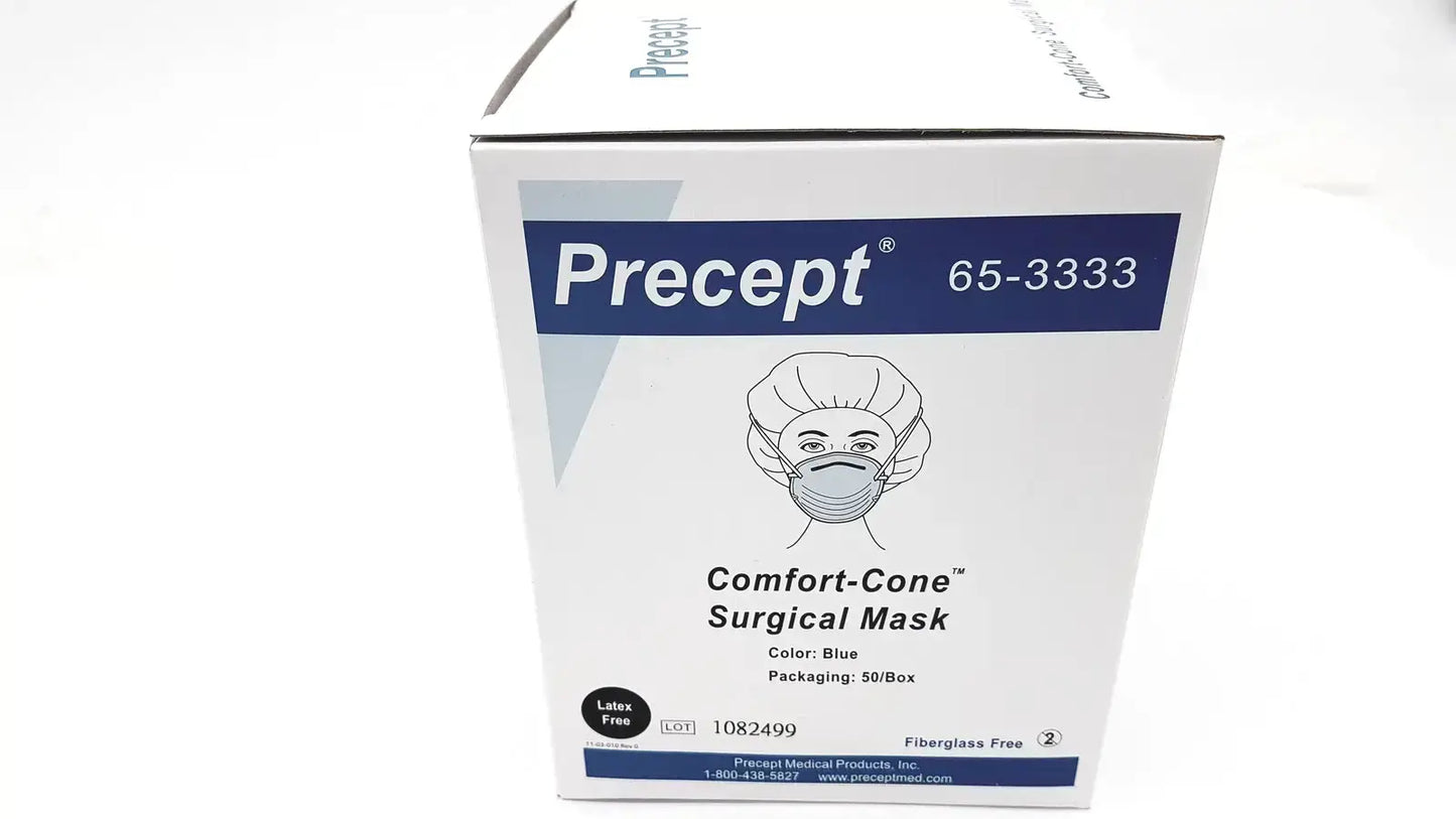 Precept 653333 Comfort Cone Molded Surgical Face Mask Blue 50/Box